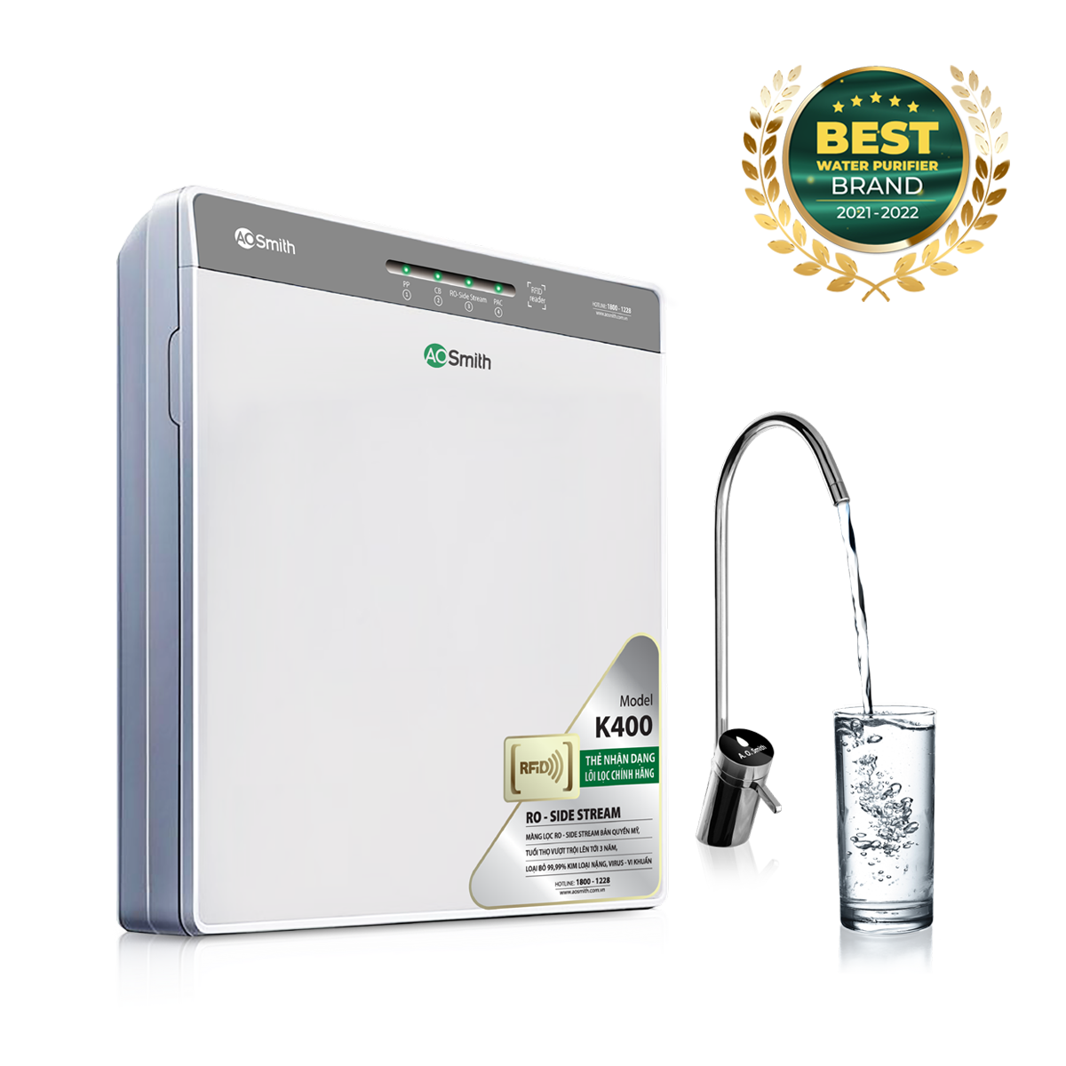 Máy lọc nước RO A. O. Smith K400 4 lõi