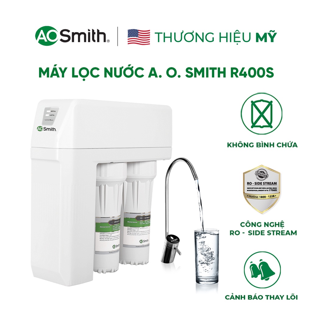 Máy lọc nước RO A. O. Smith R400S 2 lõi