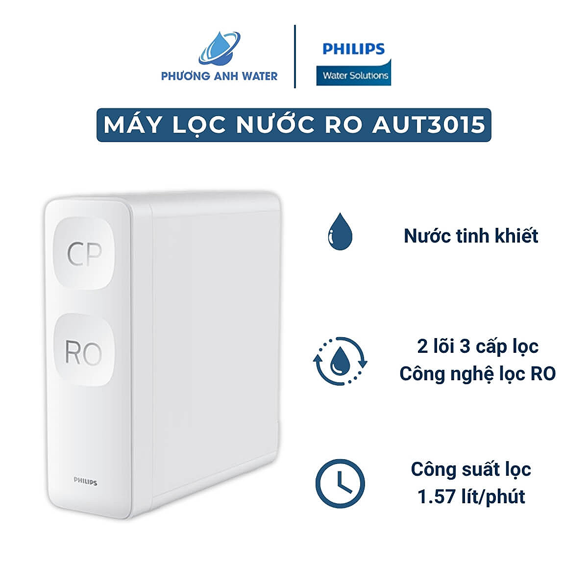 Máy lọc nước RO Philips AUT3015/74 để gầm 2 lõi