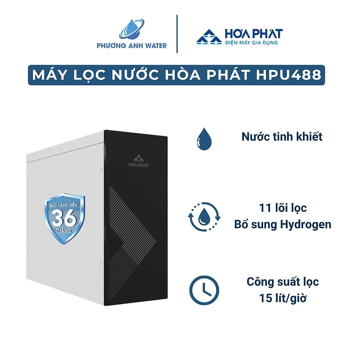 Máy lọc nước RO Hòa Phát HPU488 để gầm 11 lõi