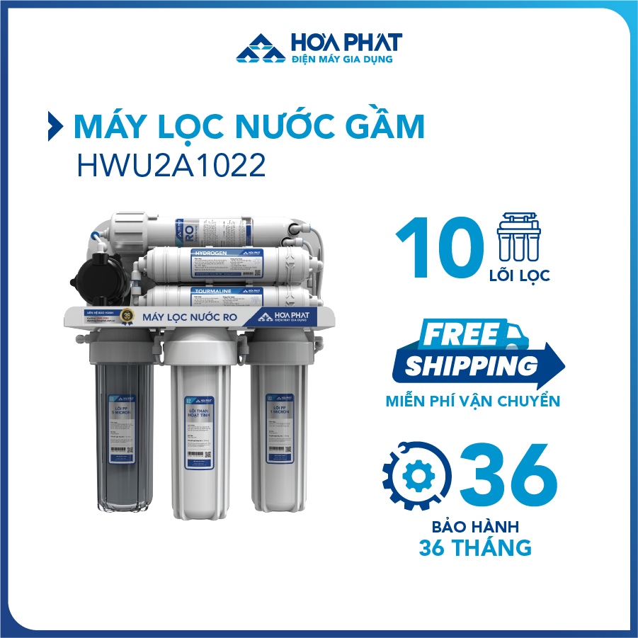 Máy lọc nước RO Hòa Phát HWU2A1022 để gầm 10 lõi