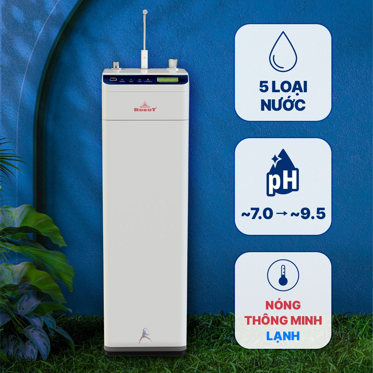 Máy lọc nước RO Hydrogen Kiềm nóng lạnh Robot HYDROELITE-9