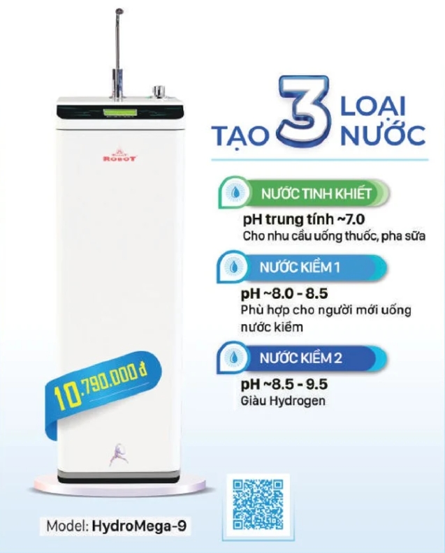 Máy lọc nước RO Hydrogen Kiềm Robot HYDROMEGA-9