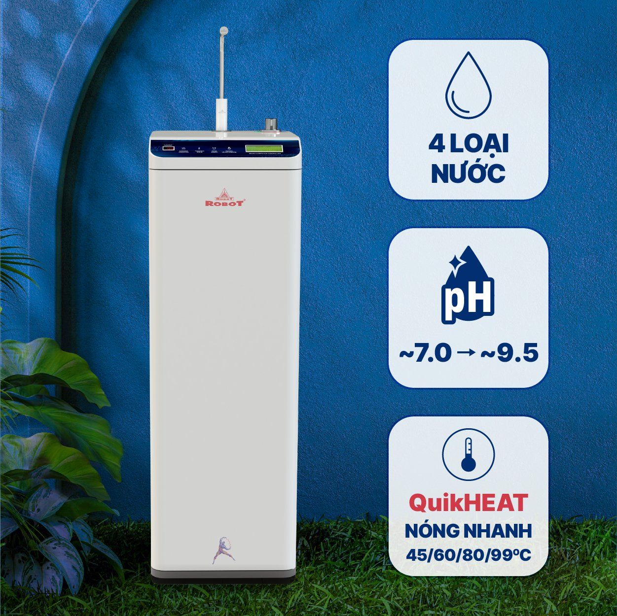Máy lọc nước RO Hydrogen Kiềm nóng Robot HYDROMEGA PLUS-9