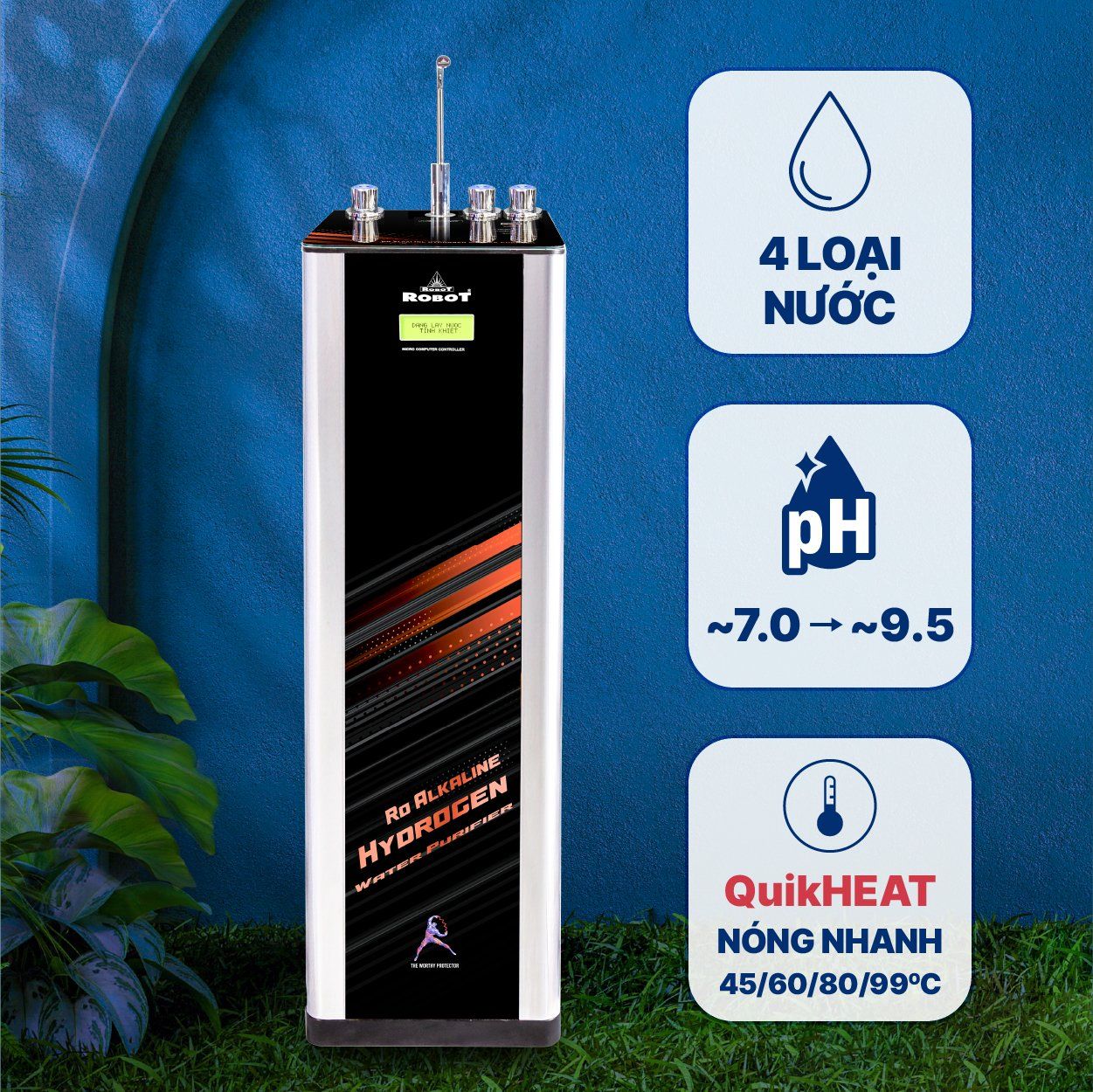 Máy lọc nước RO Hydrogen Kiềm nóng thông minh Robot RBs-9HAQ