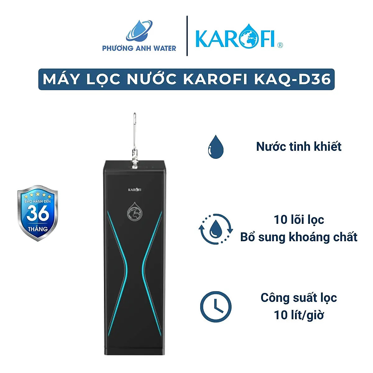 Máy lọc nước RO Karofi KAQ-D36 10 lõi