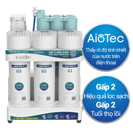 Máy lọc nước RO Karofi KAQ-U95 PRO để gầm 10 lõi