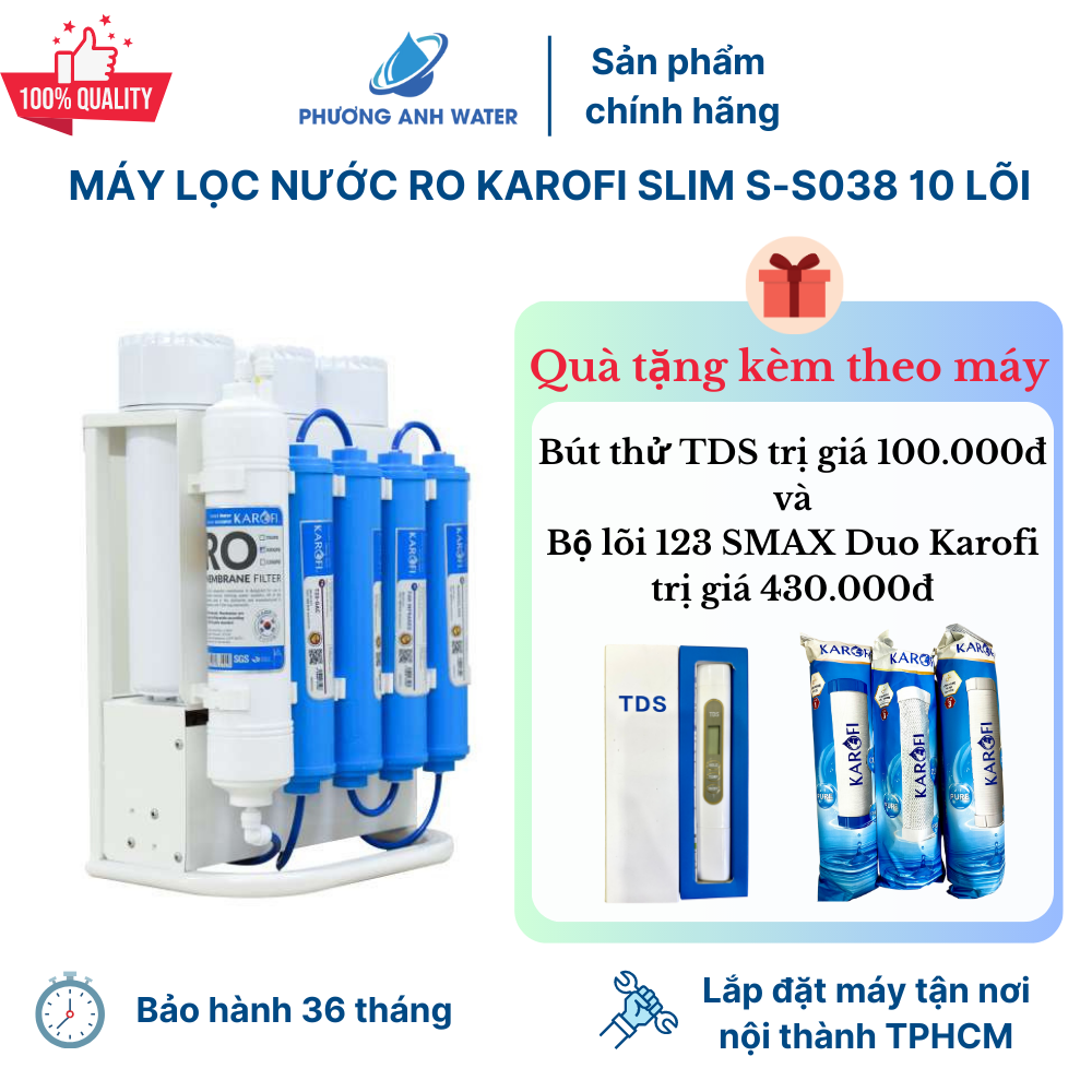 Máy lọc nước RO Karofi Slim S-S038 để gầm 8 lõi