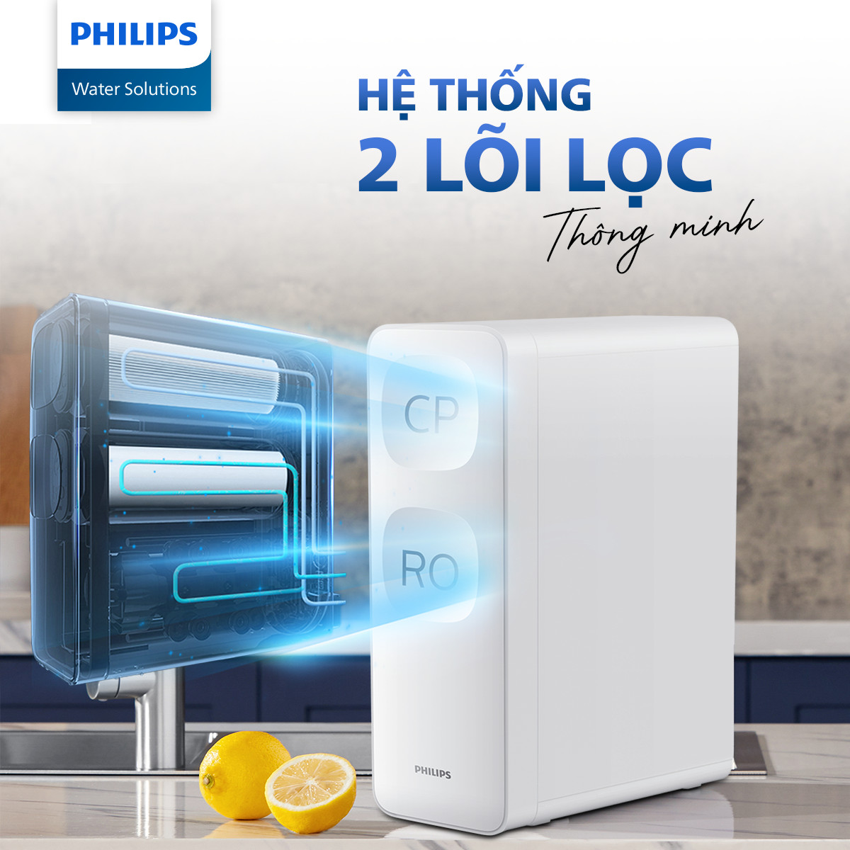 Máy lọc nước RO Philips AUT2015/74 để gầm 2 lõi