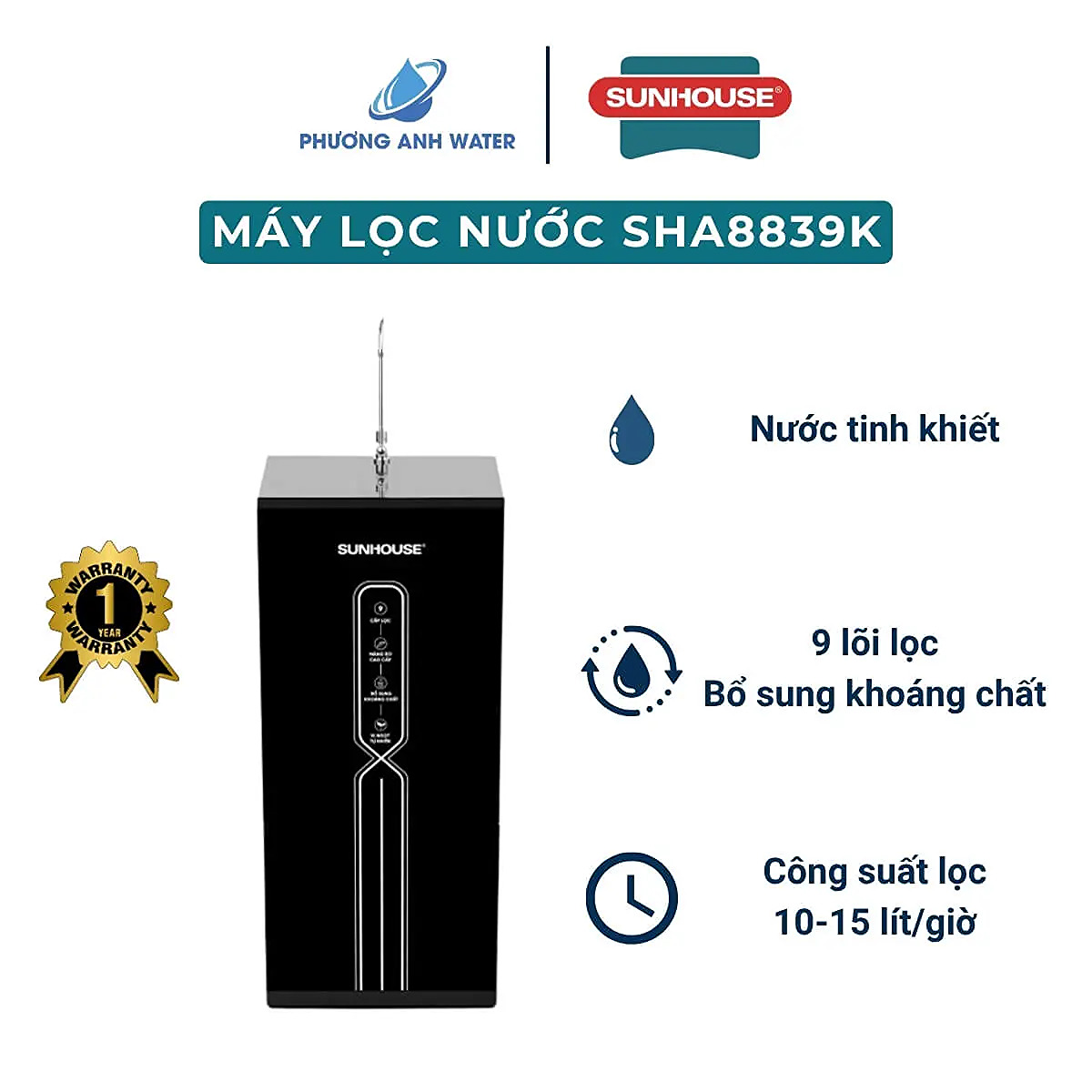 Máy lọc nước RO Sunhouse SHA8839K 9 lõi