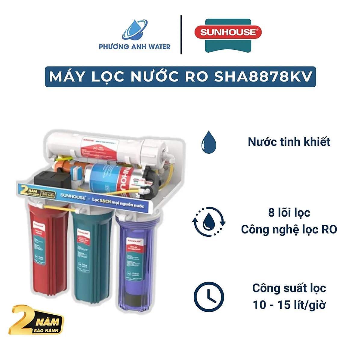 Máy lọc nước RO Sunhouse SHA8878KV 8 lõi