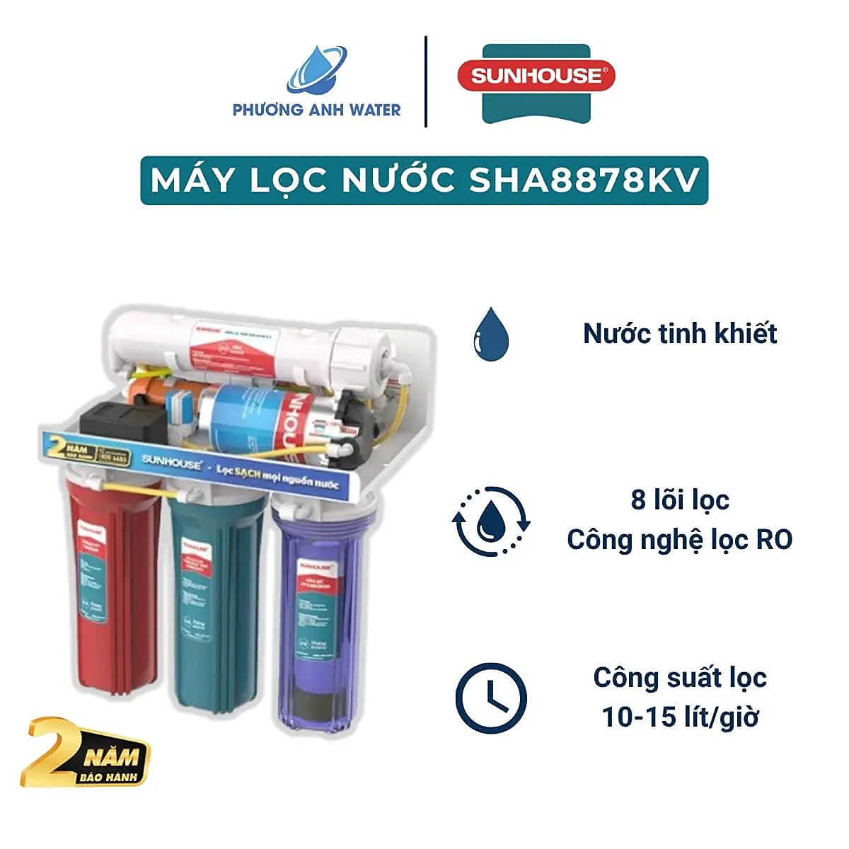 Máy lọc nước RO Sunhouse SHA8878KV 8 lõi
