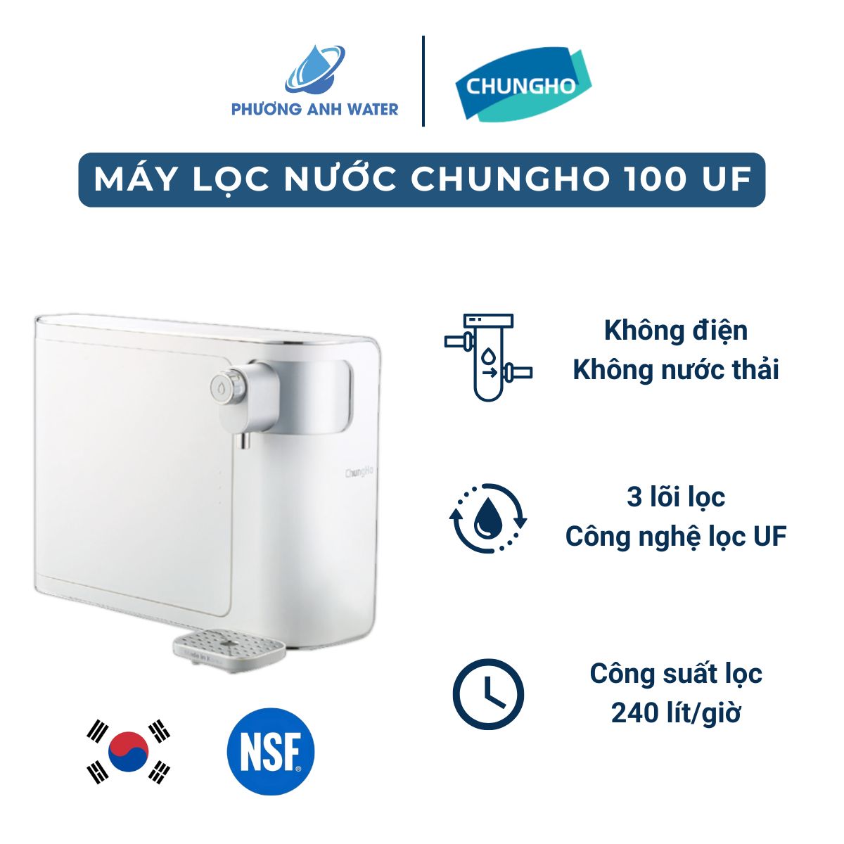 Máy lọc nước UF Chungho 100 UF 3 lõi