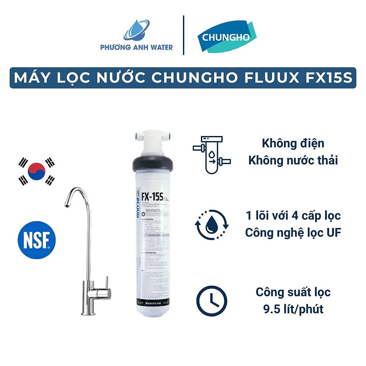 Máy lọc nước UF ChungHo FLUUX FX-15S 1 lõi