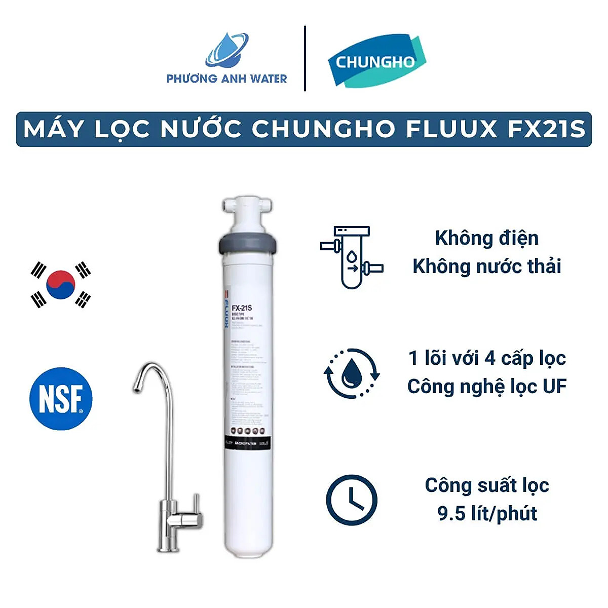 Máy lọc nước UF ChungHo FLUUX FX21S 1 lõi