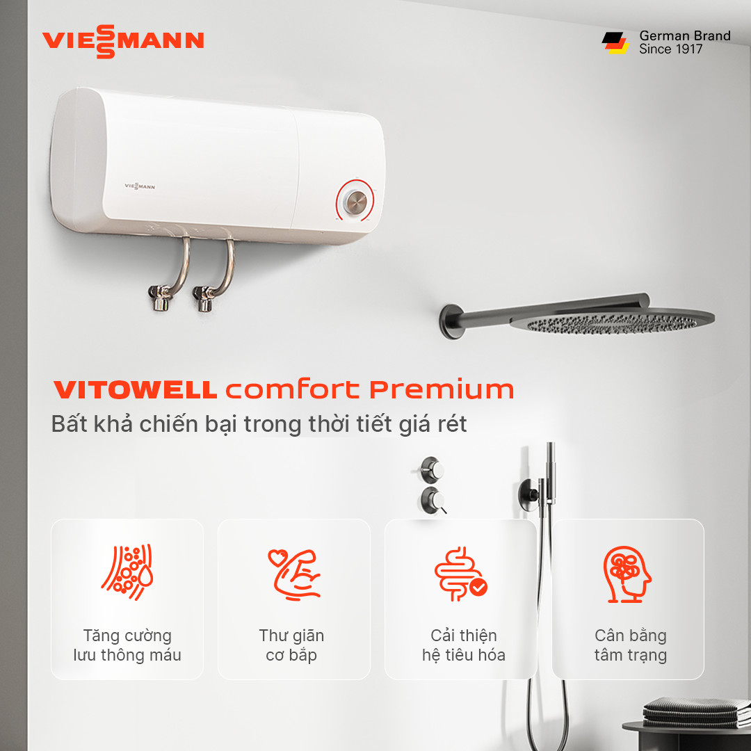 Máy nước nóng gián tiếp Vitowell Comfort Premium P2 S15, S20 & S30