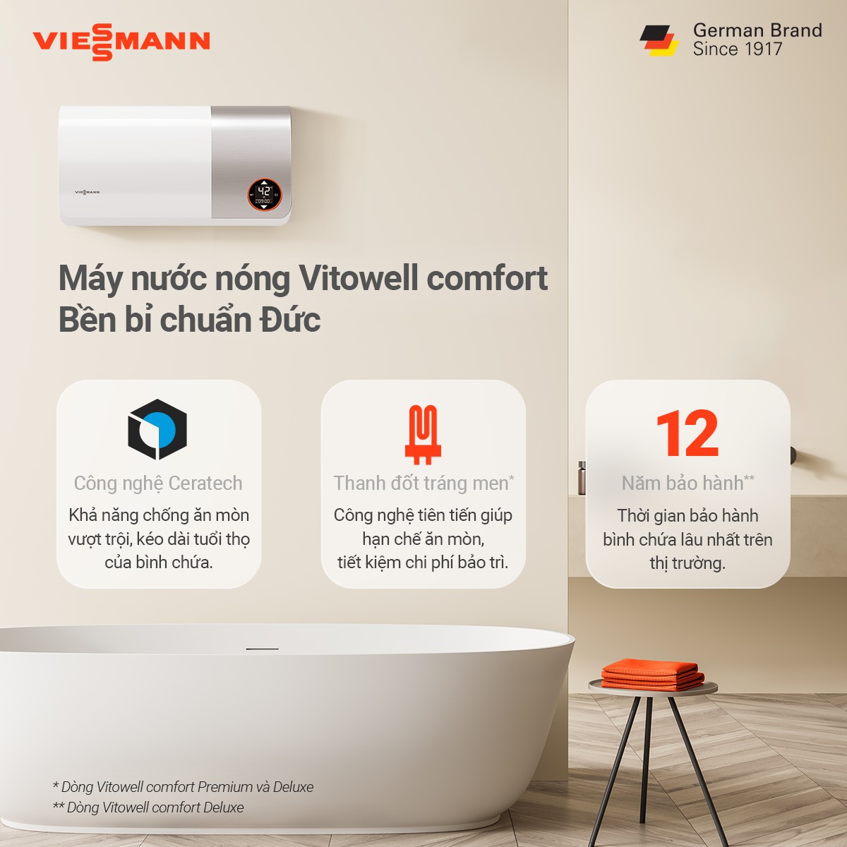 Máy nước nóng gián tiếp Vitowell Comfort Deluxe D2 S30 2,5kW-VN