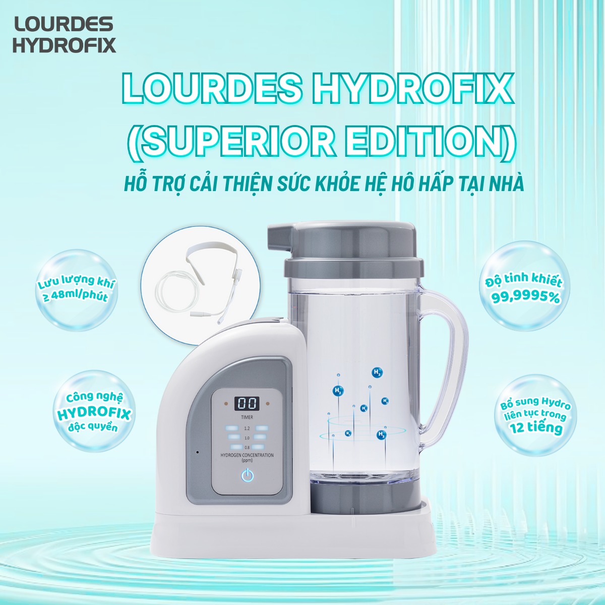 Máy tạo nước và khí Hydro Lourdes Hydrofix (Superior Edition)