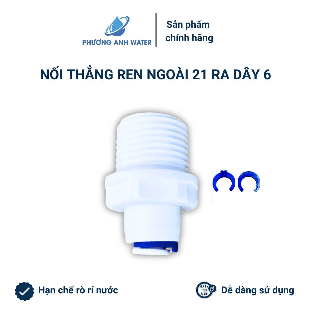 Cút thẳng nối nhanh ren ngoài 21 ra dây phi 6 và phi 10
