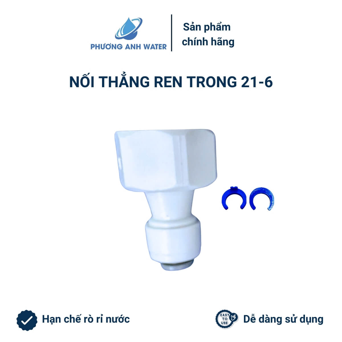 Cút thẳng ren trong nối nhanh ra dây phi 6 và phi 10