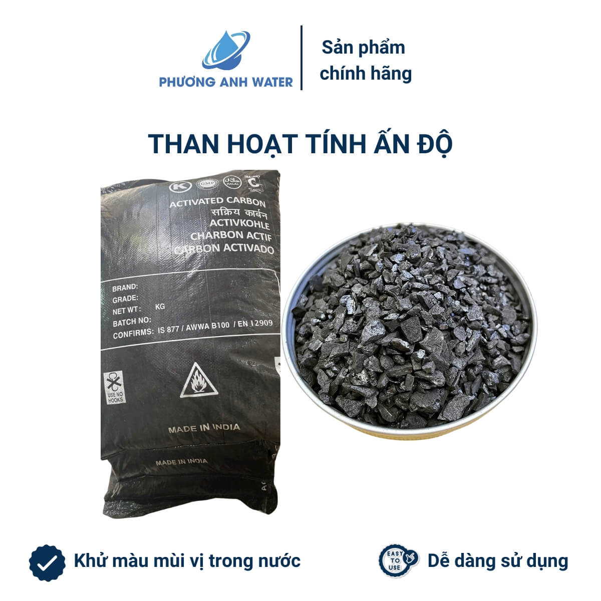 [Theo kg] Than hoạt tính Ấn Độ xử lý nước