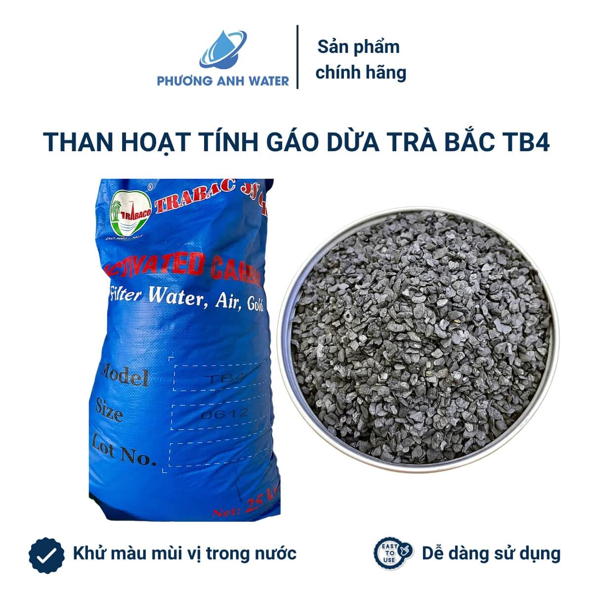 [Theo kg] Than hoạt tính gáo dừa Trà Bắc TB4