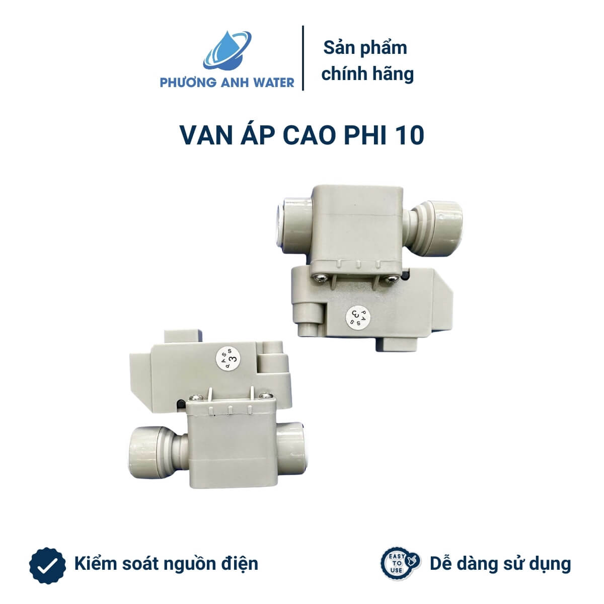 [Kèm dây điện] Van áp cao nối nhanh phi 6 và phi 10