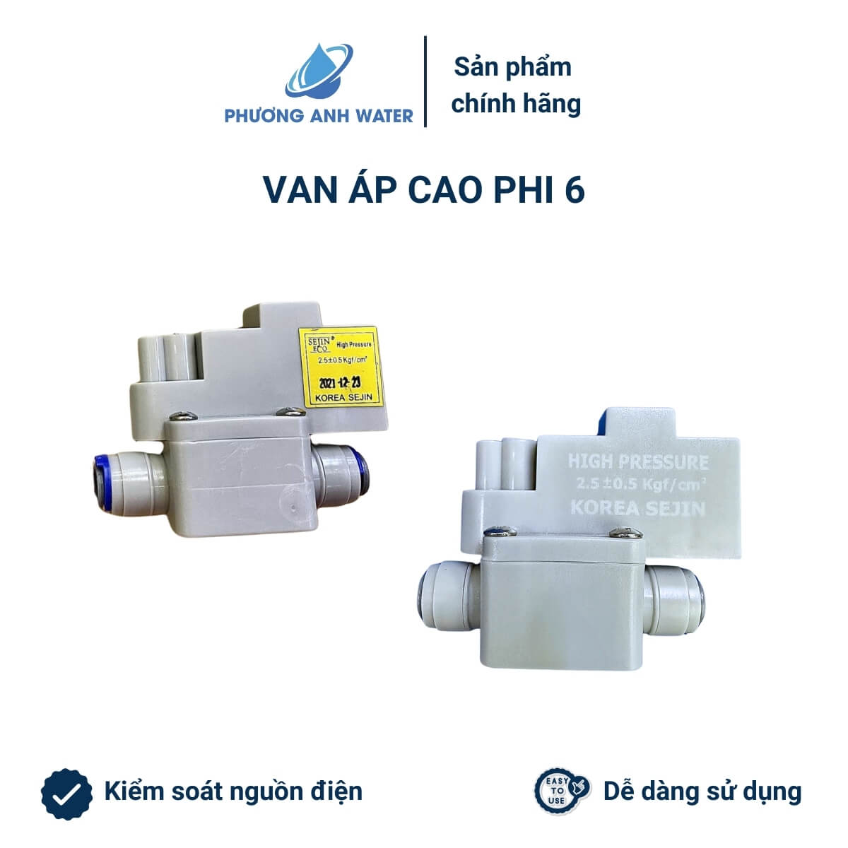 [Kèm dây điện] Van áp cao nối nhanh phi 6 và phi 10
