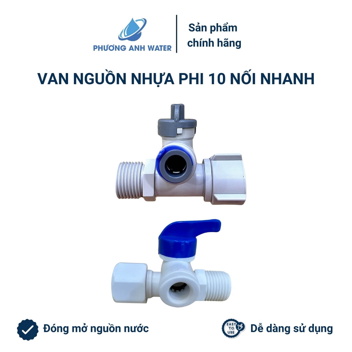Van nguồn nhựa ren 21 ra phi 6 và phi 10