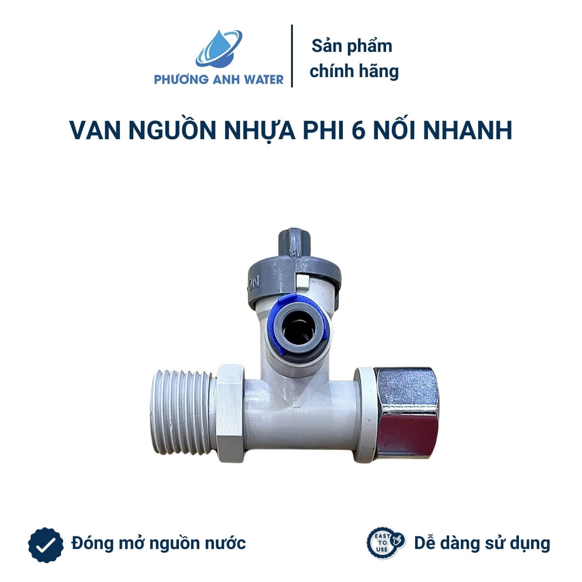 Van nguồn nhựa ren 21 ra phi 6 và phi 10
