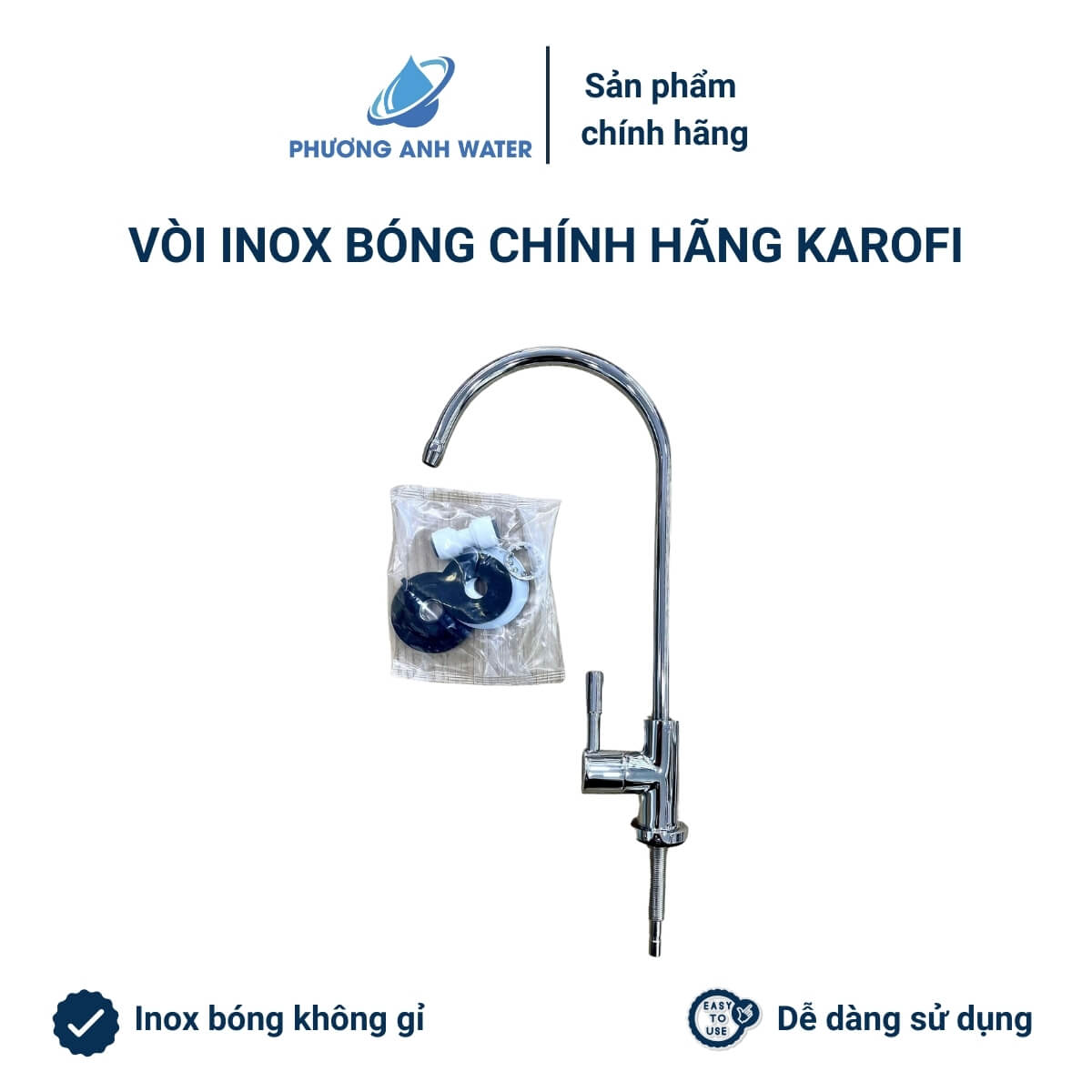 Vòi gạt inox bóng nối nhanh chính hãng Karofi