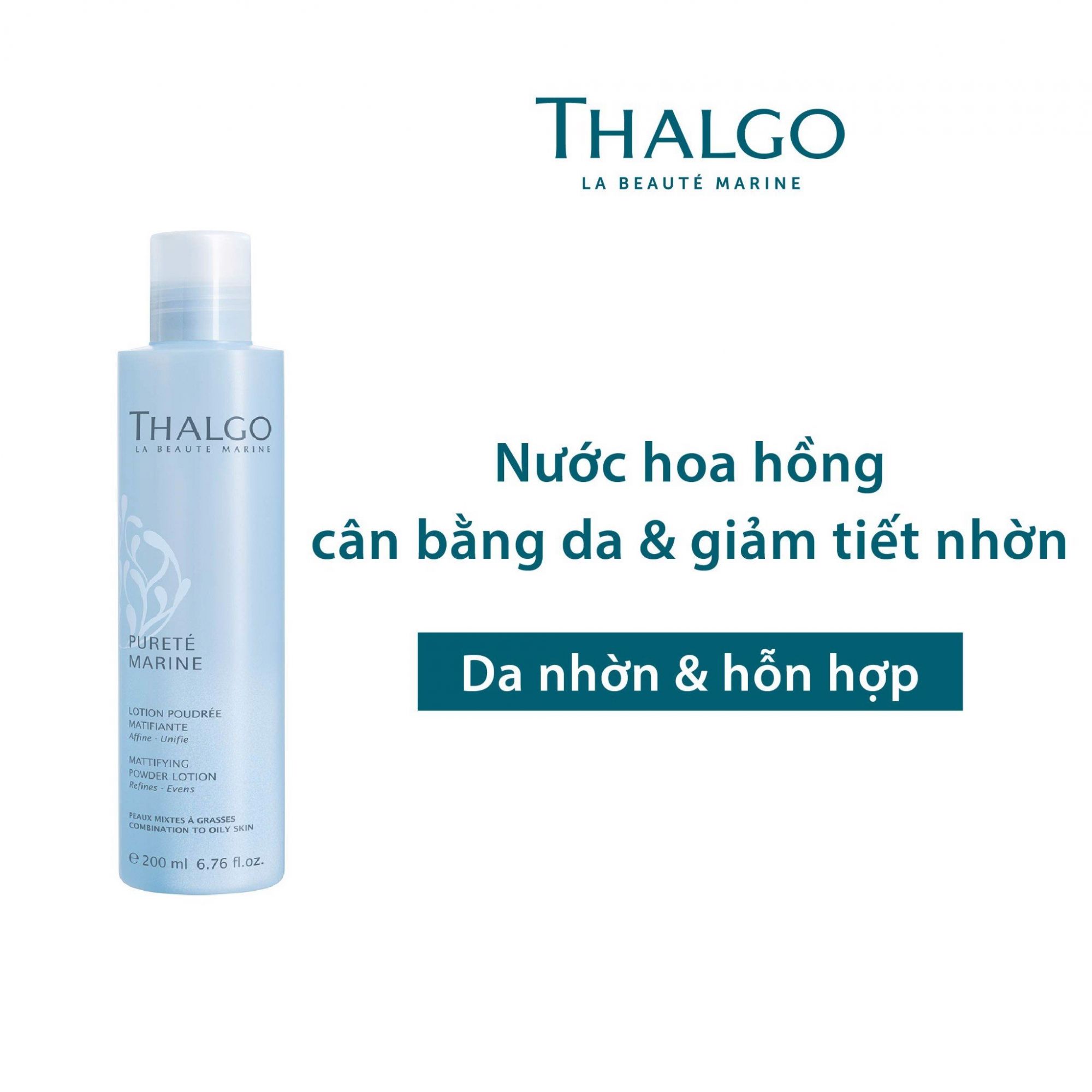 Nước hoa hồng thu nhỏ lỗ chân lông Thalgo Mattifying Powder Lotion