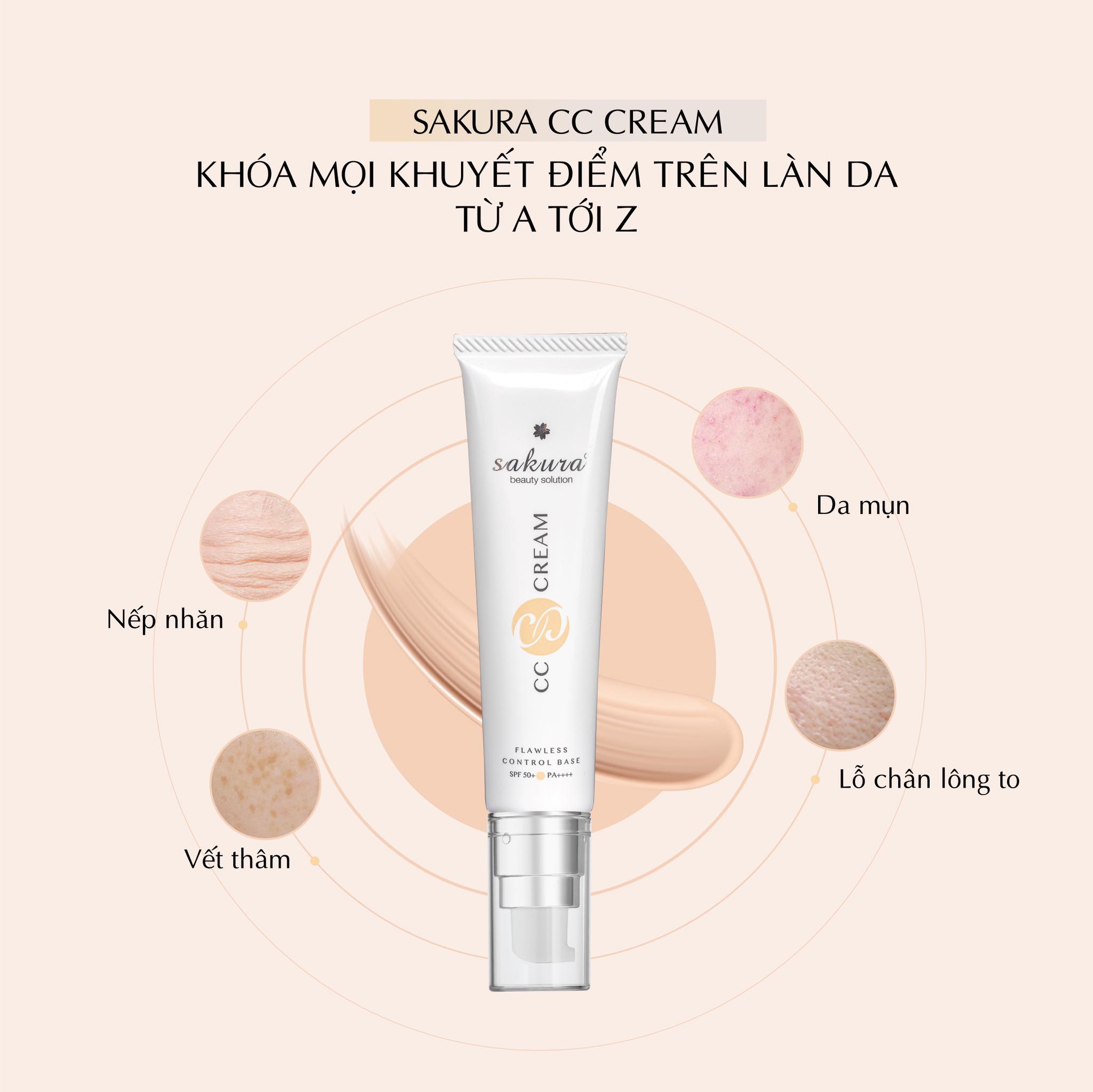 Kem trang điểm sakura cc cream flawless control base spf50 | Sakurayama Beauty & Spa