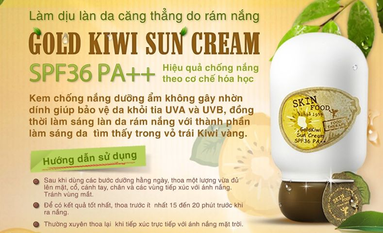 Làm dịu làn da căng thẳng do rám nắng bằng GOLD KIWI SUN CREAM SPF36PA++