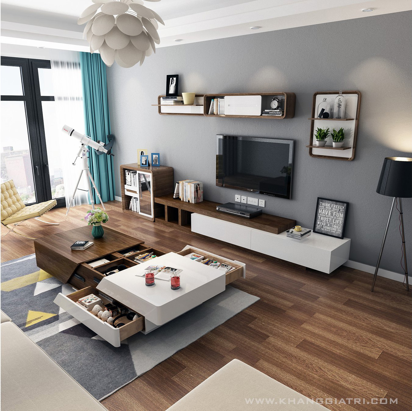 Thiết kế mẫu phòng khách với phần mềm sketchup