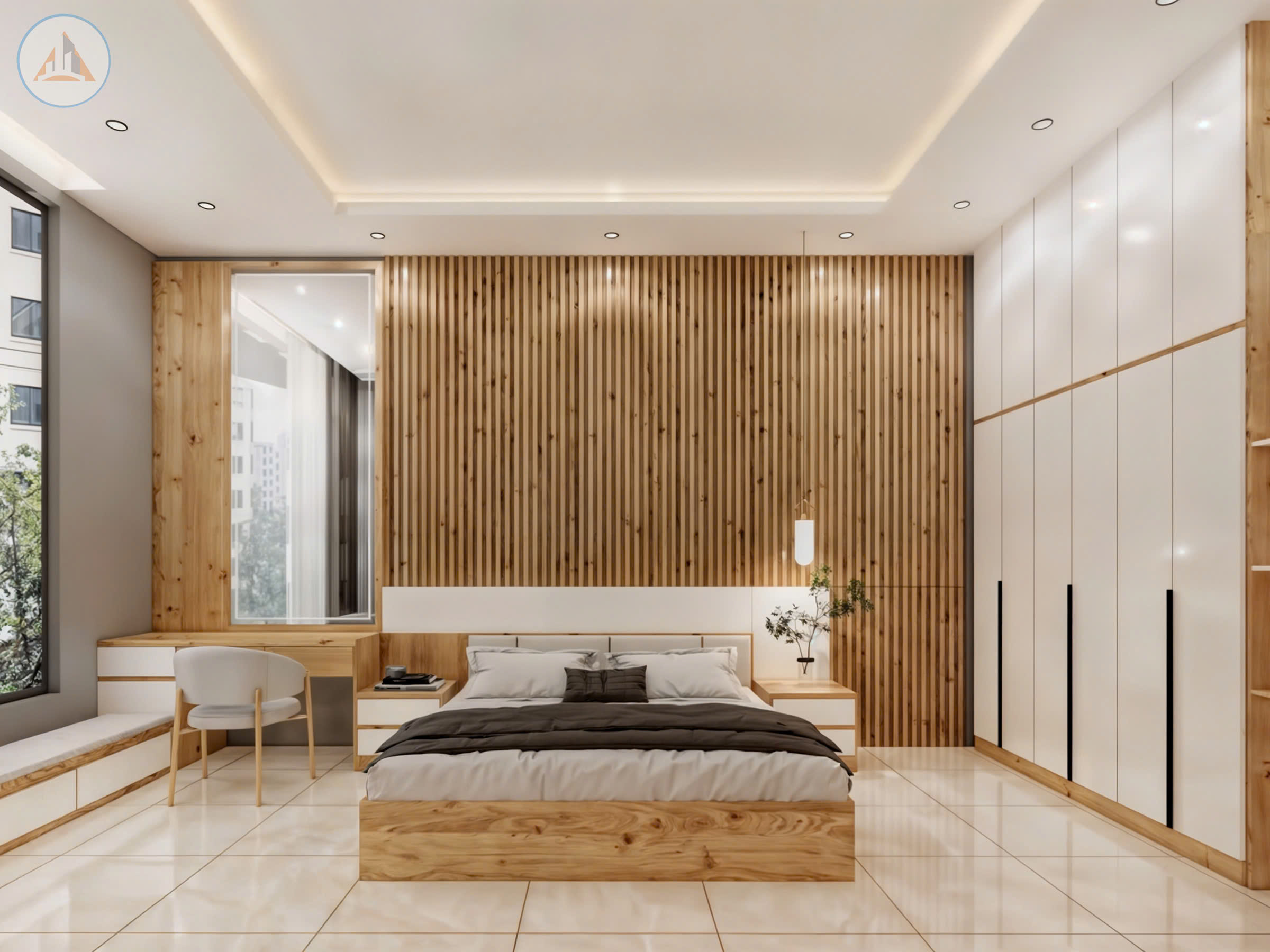 THIẾT KẾ PHÒNG NGỦ HIỆN ĐẠI TONE MÀU GỖ NHẸ NHÀNG