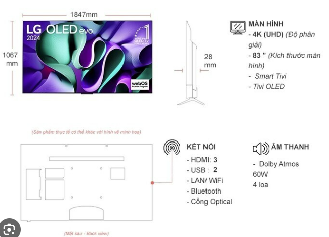 Smart Tivi OLED LG 4K 83 inch 83C4PSA Chính Hãng Mới 100% Giá Rẻ Nhất Hà Nội