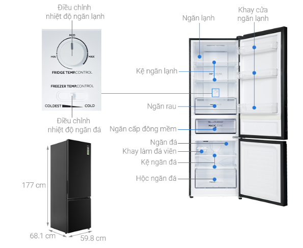Tủ lạnh Aqua Inverter 312 lít AQR-T359MA Mới 100% Chính Hãng