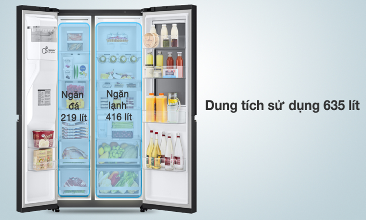Tủ lạnh LG Inverter 641 lít Side By Side LSI63BLMA