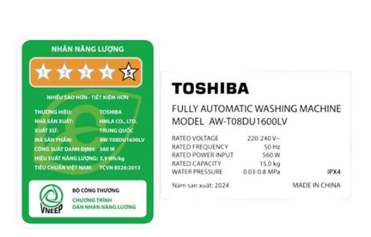 Máy giặt Toshiba Inverter 15 kg AW-T08DU1600LV(MK) Mới 100% NGUYÊN SEAL