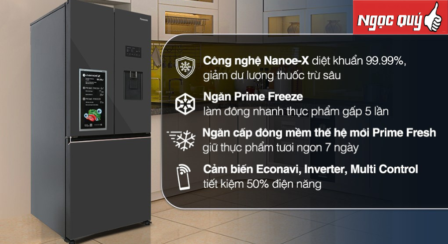Tủ lạnh Panasonic Inverter 495 lít Multi Door PRIME+ Edition NR-CW530XMMV  mới 100%