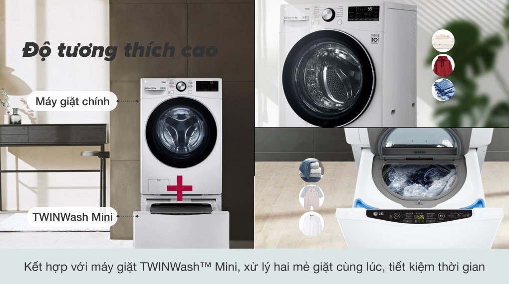 Máy giặt sấy LG F2515RTGW Inverter 15 Kg