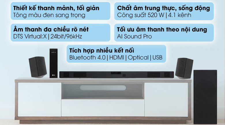 Loa thanh soundbar LG SN5R - 4.1 520W