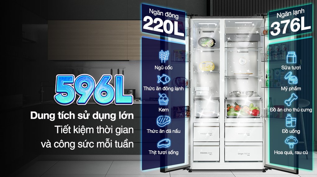 Tủ lạnh Toshiba Inverter 596 lít Side By Side GR-RS780WI-PGV(22)-XK Mới 100%