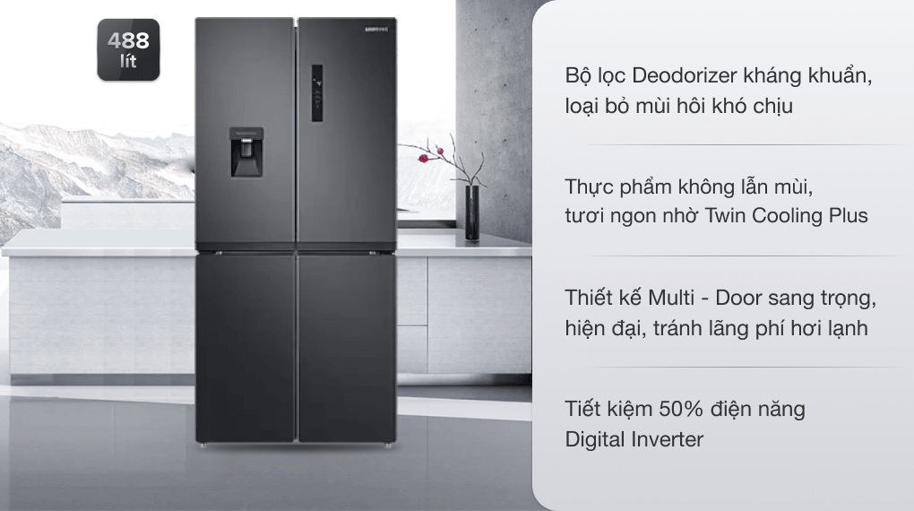 Tủ lạnh Samsung RF48A4010B4/SV  inverter 488 lít Tổng kho Samsung Miền bắc