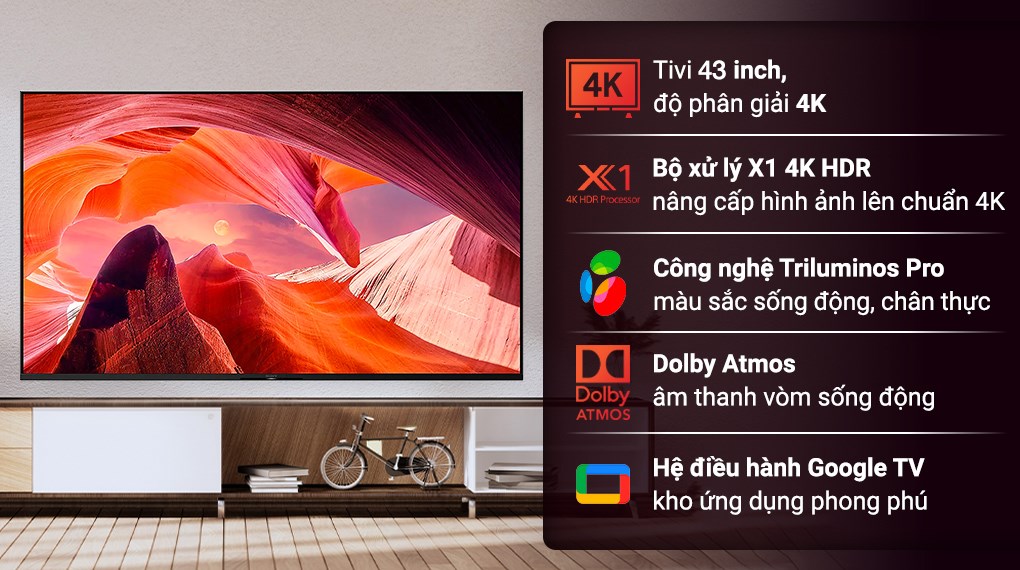 Google Tivi Sony 4K 65 inch KD-65X80M ( 65X80M ) 2024 Chính hãng Mới 100%