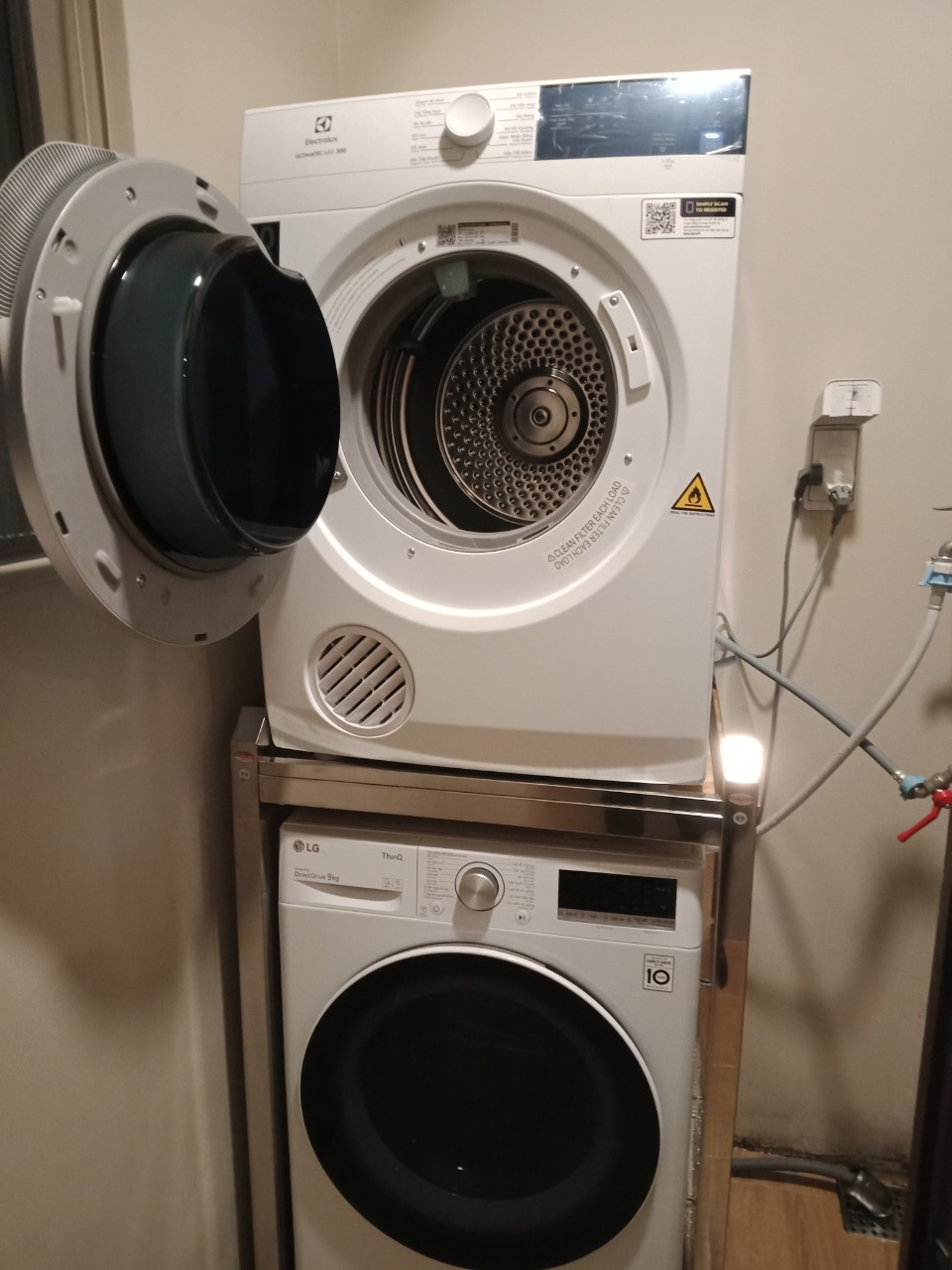 Kệ máy giặt máy, máy sấy 2 tầng inox gấp được vận chuyển lắp đặt tiện lợi Rẻ nhất 2024