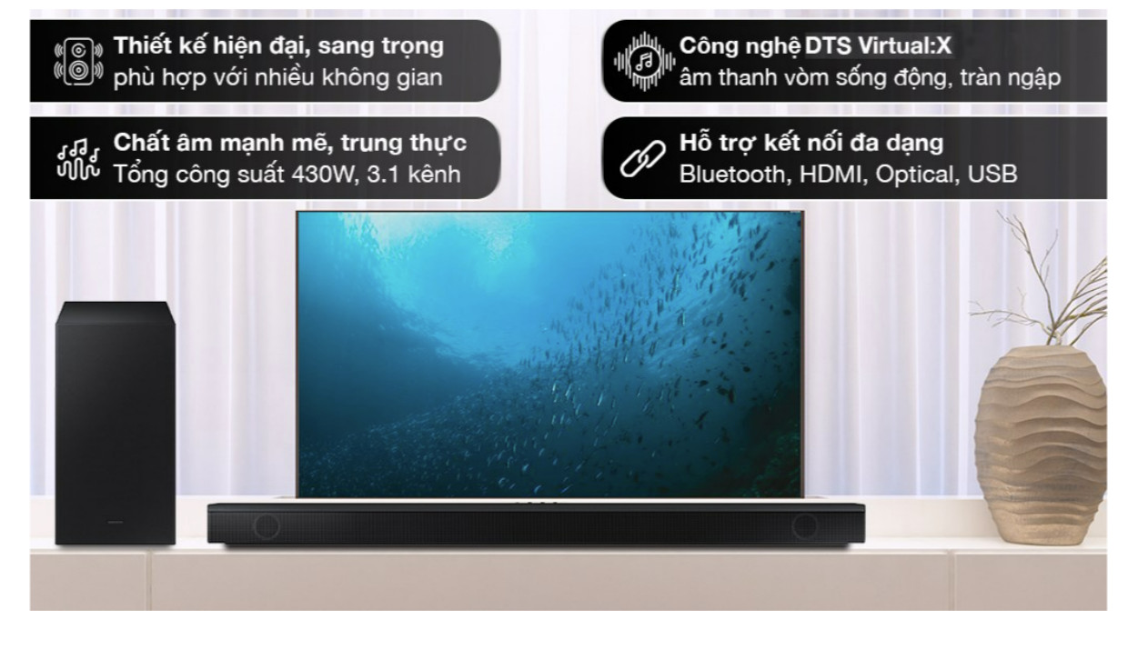 Bộ loa thanh Samsung HW-B650 430W  Chính hãng