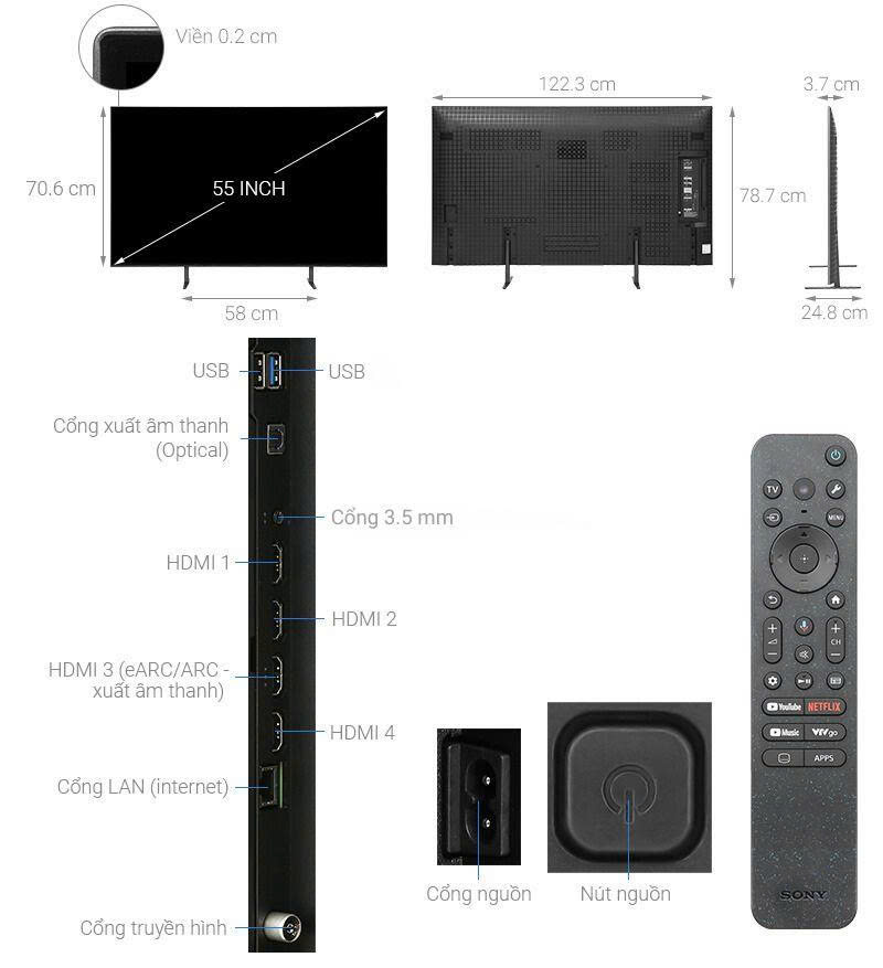 Google Tivi OLED Sony AI 4K 55 inch K-55XR80VN3 Mẫu 2026 Mới 100%