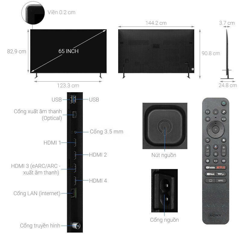 Google Tivi OLED Sony AI 4K 65 inch K-65XR80VN3 Mẫu 2026 Mới 100%
